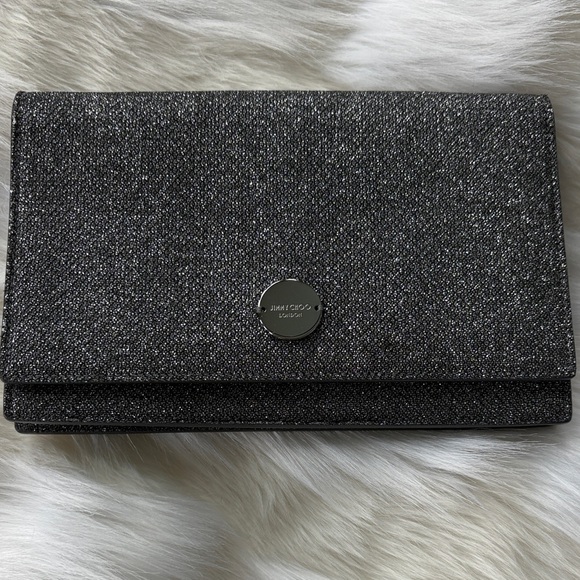 Jimmy Choo Shimmering Black Clutch - Picture 1 of 4